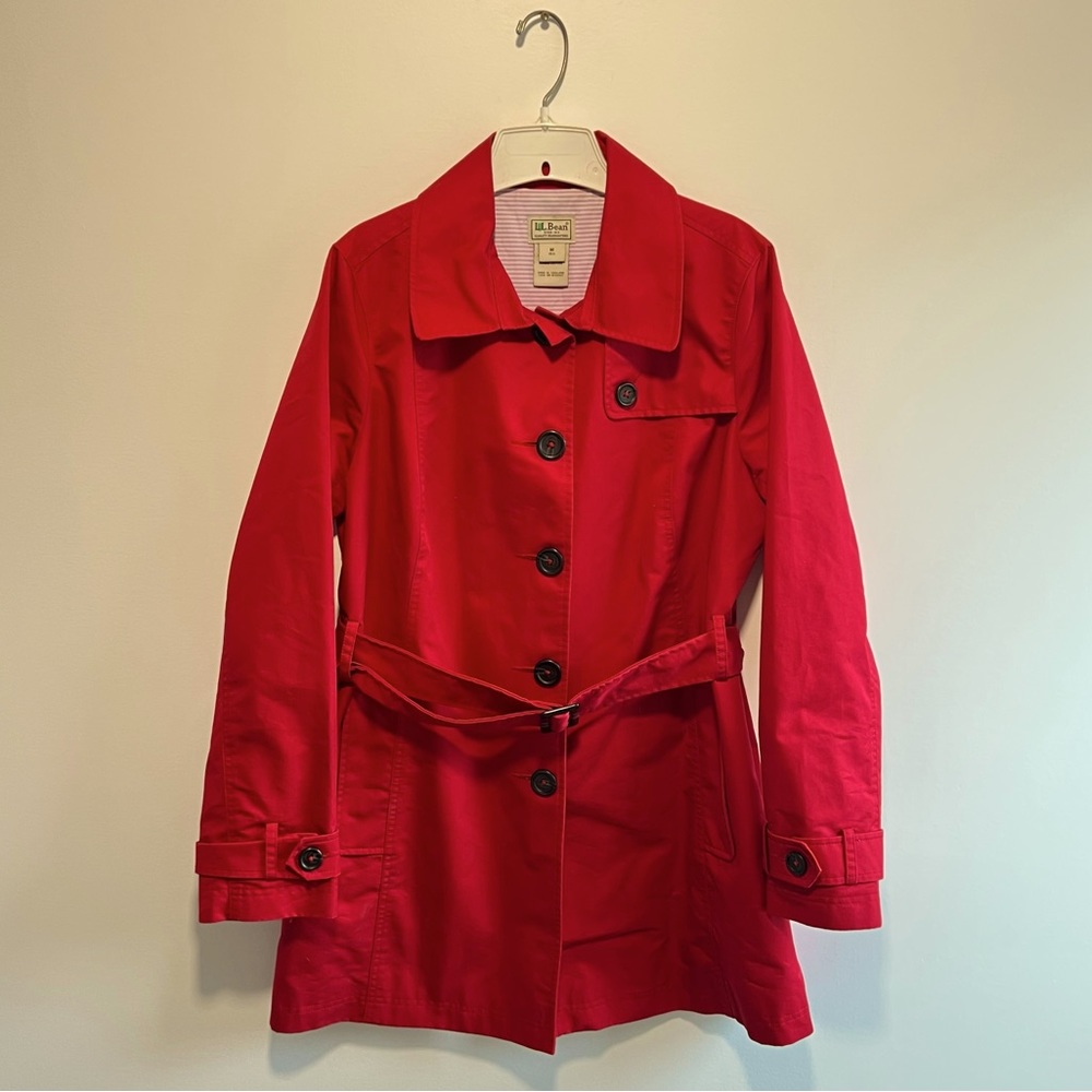 Vintage LL Bean Red Women’s Rain Trench Coat Medium Regular